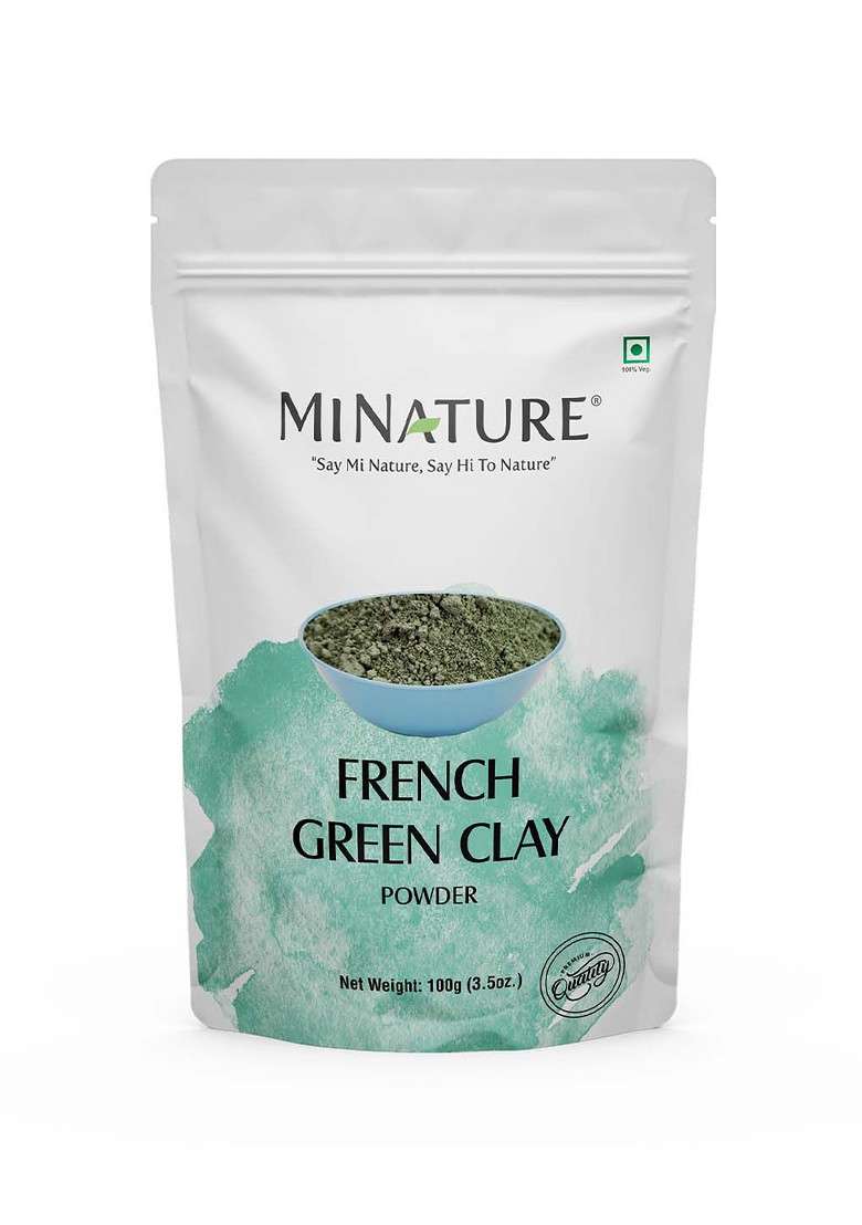 Minature French Green Clay Powder With Vitamin C For Acne Or Blemishes 100 G - Indya
