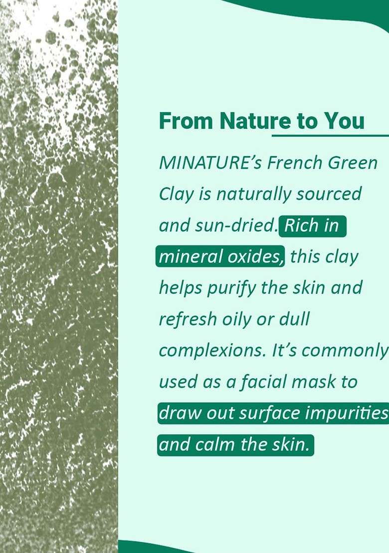 Minature French Green Clay Powder With Vitamin C For Acne Or Blemishes 100 G - Indya