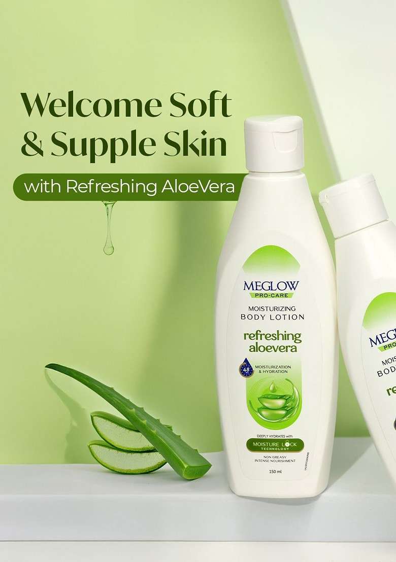 Meglow Set Of 2 Moisturizing Body Lotion With Aloe Vera 150 Ml Each - Indya