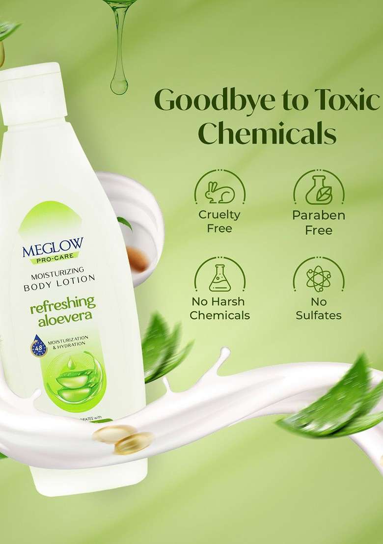 Meglow Set Of 2 Moisturizing Body Lotion With Aloe Vera 150 Ml Each - Indya