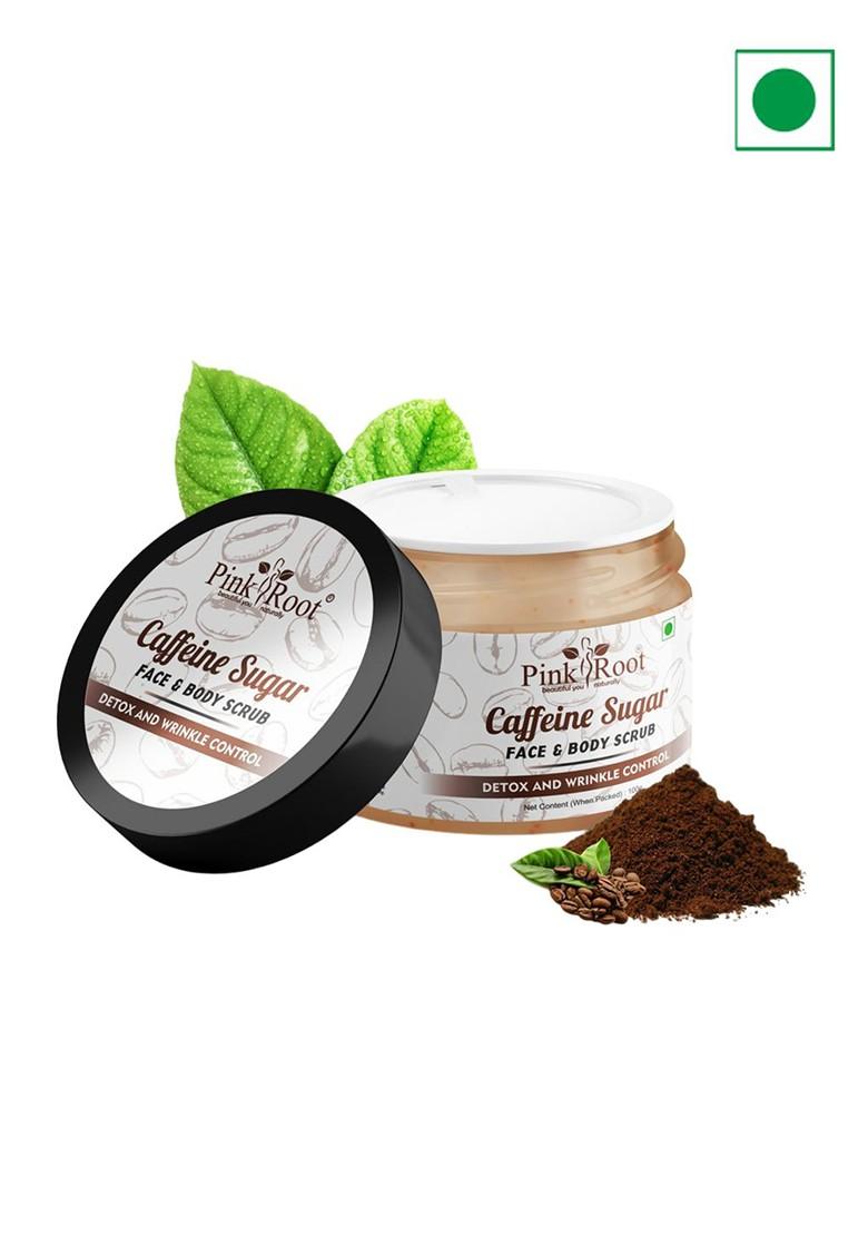 Pink Root Caffeine Sugar Face Body Scrub For Detox Wrinkle Control 100G