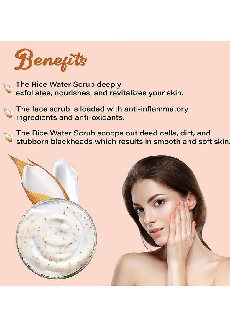 Pink Root Rice Water Scrub To Strengthen Skin Barrier 100 G - Indya