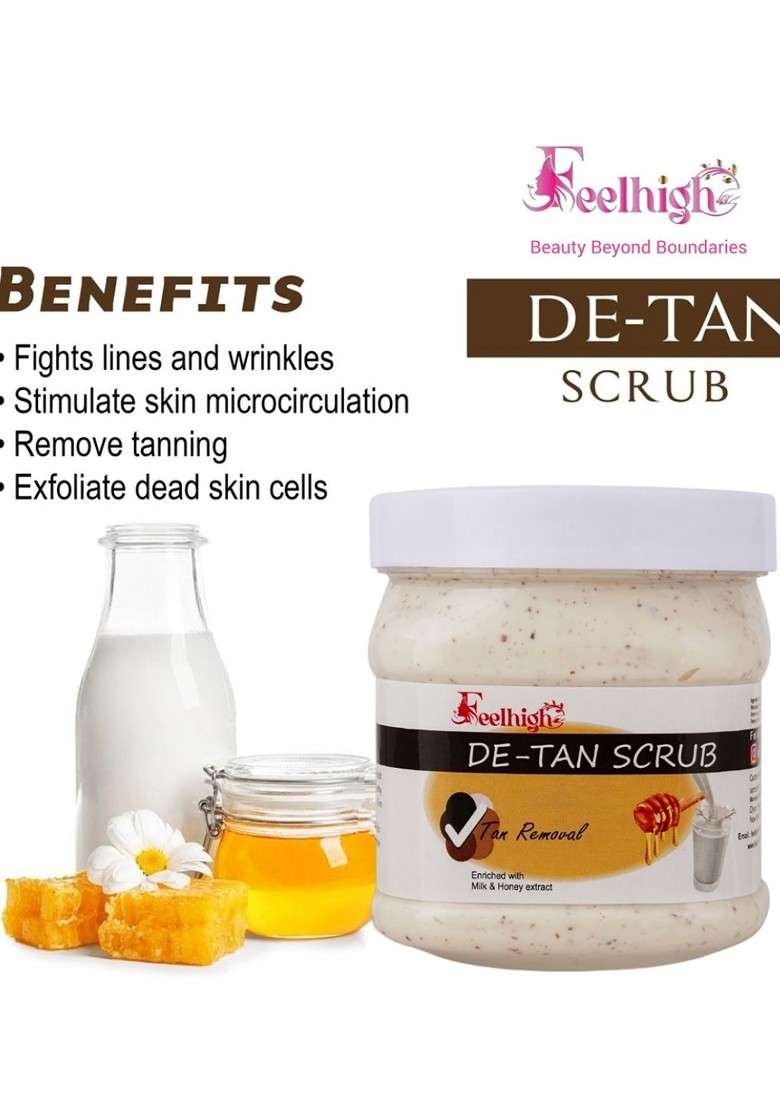 Feelhigh De Tan Face Scrub With Milk Honey Extract 500 Ml - Indya