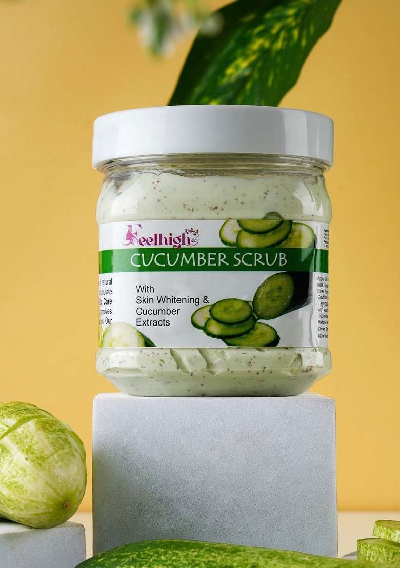 Feelhigh Cucumber Face Body Scrub Enriched With Skin Whitening 500 Ml - Indya