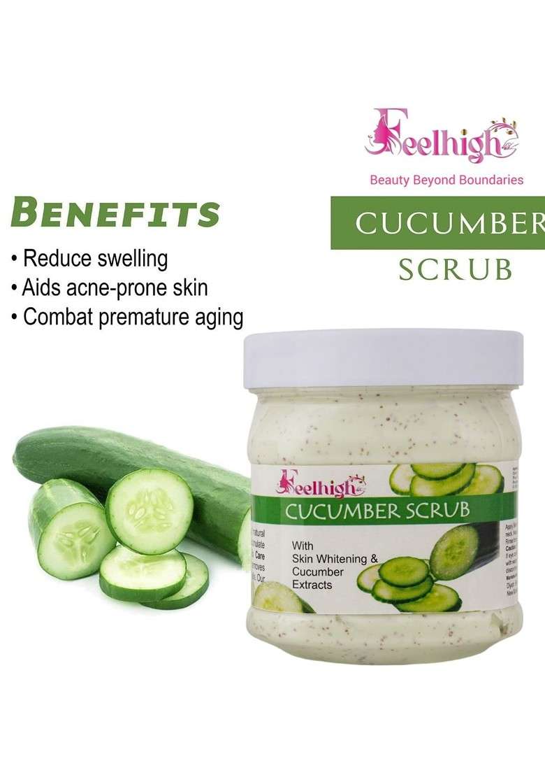 Feelhigh Cucumber Face Body Scrub Enriched With Skin Whitening 500 Ml - Indya