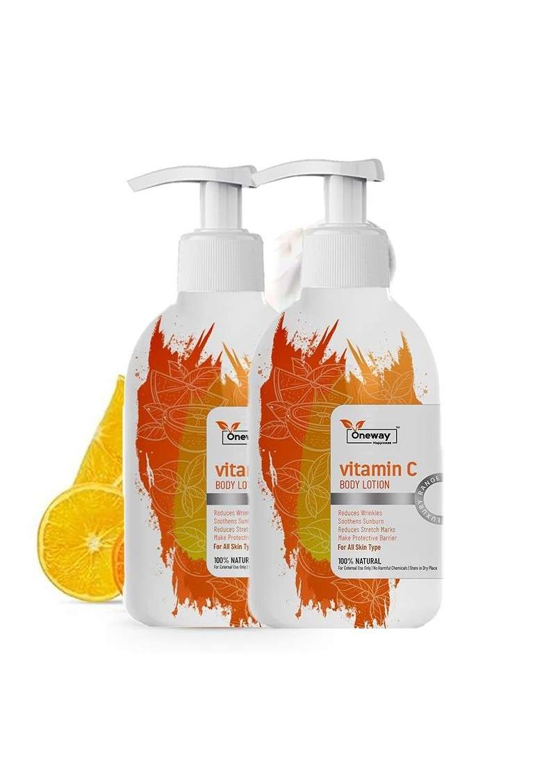 Oneway Happiness Set Of 2 Vitamin C Body Lotion With Aloe Vera 300 Ml Each - Indya