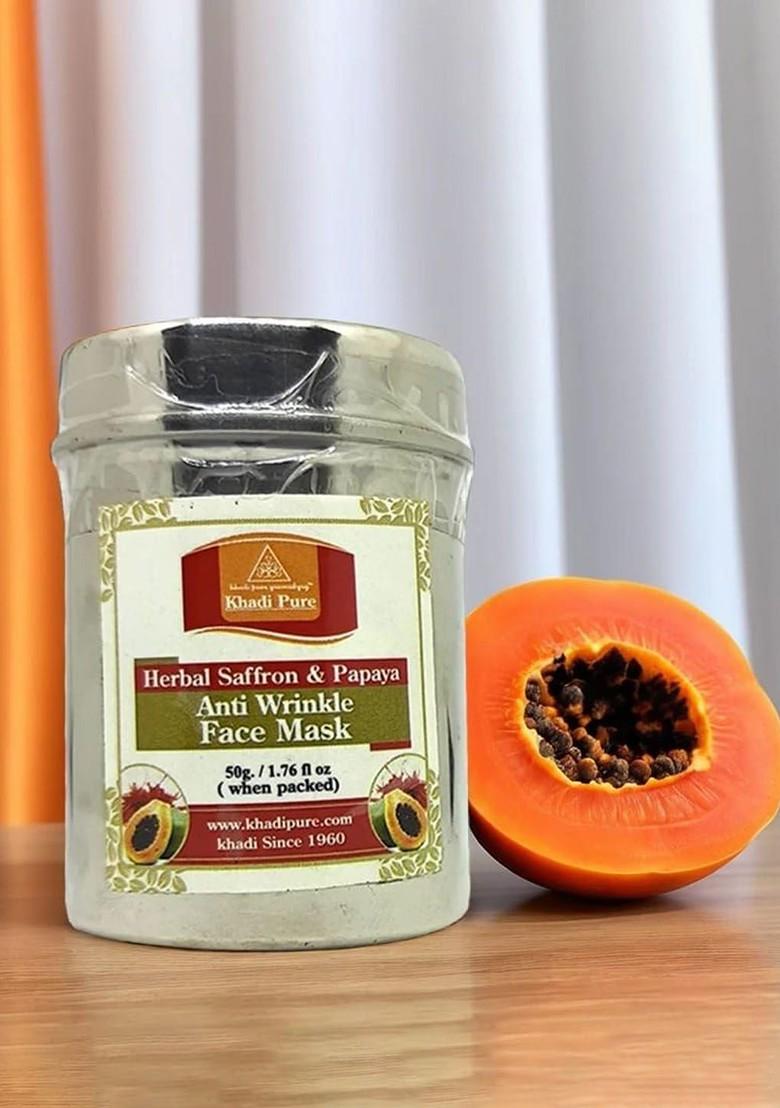 Khadi Pure Set Of 2 Herbal Saffron Papaya Anti Wrinkle Face Pack 50 G Each