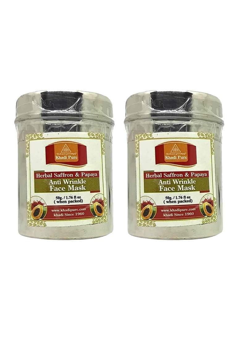 Khadi Pure Set Of 2 Herbal Saffron Papaya Anti Wrinkle Face Pack 50 G Each