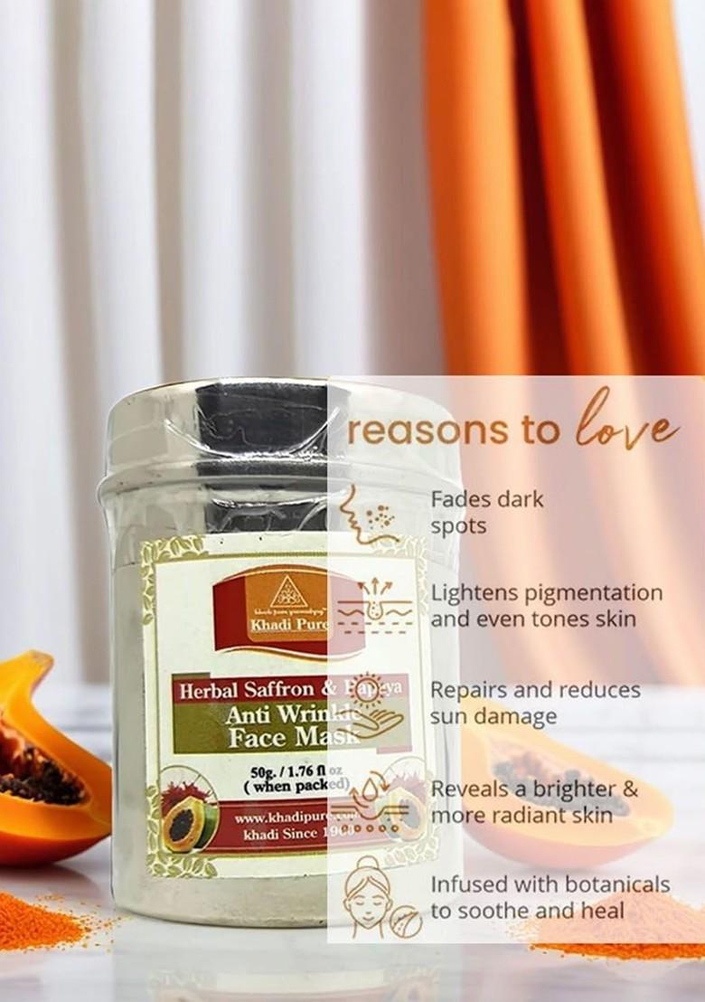 Khadi Pure Set Of 2 Herbal Saffron Papaya Anti Wrinkle Face Pack 50 G Each