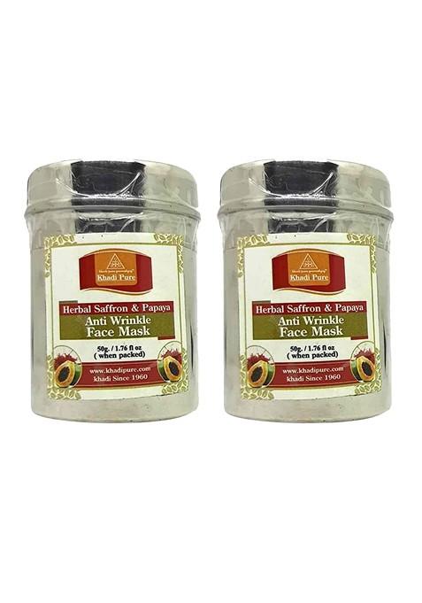 Khadi Pure Set Of 2 Herbal Saffron Papaya Anti Wrinkle Face Pack 50 G Each