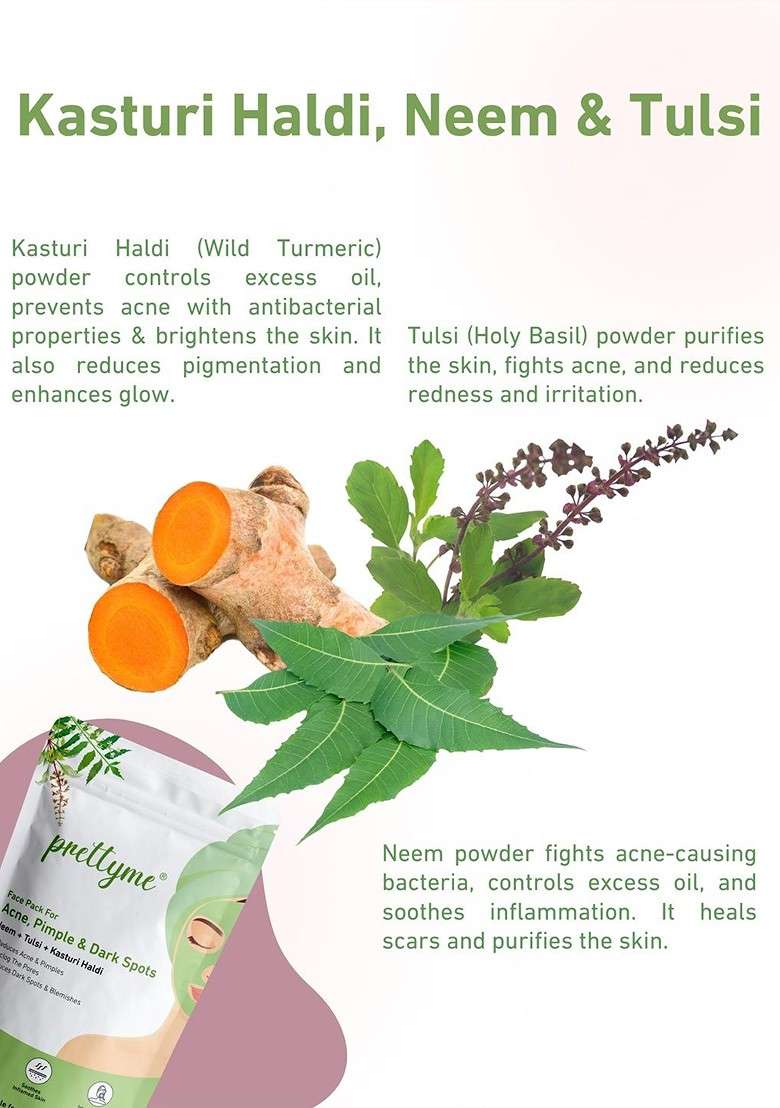 Prettyme Set Of 2 Cucumber Aloe Vera Neem Tulsi Haldi Powder Face Pack 80 G Each - Indya