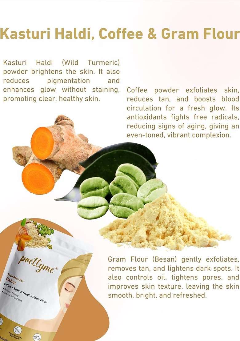 Prettyme Set Of 2 Coffee Turmeric Pomegranate Beetroot Powder Face Pack 80 G Each - Indya