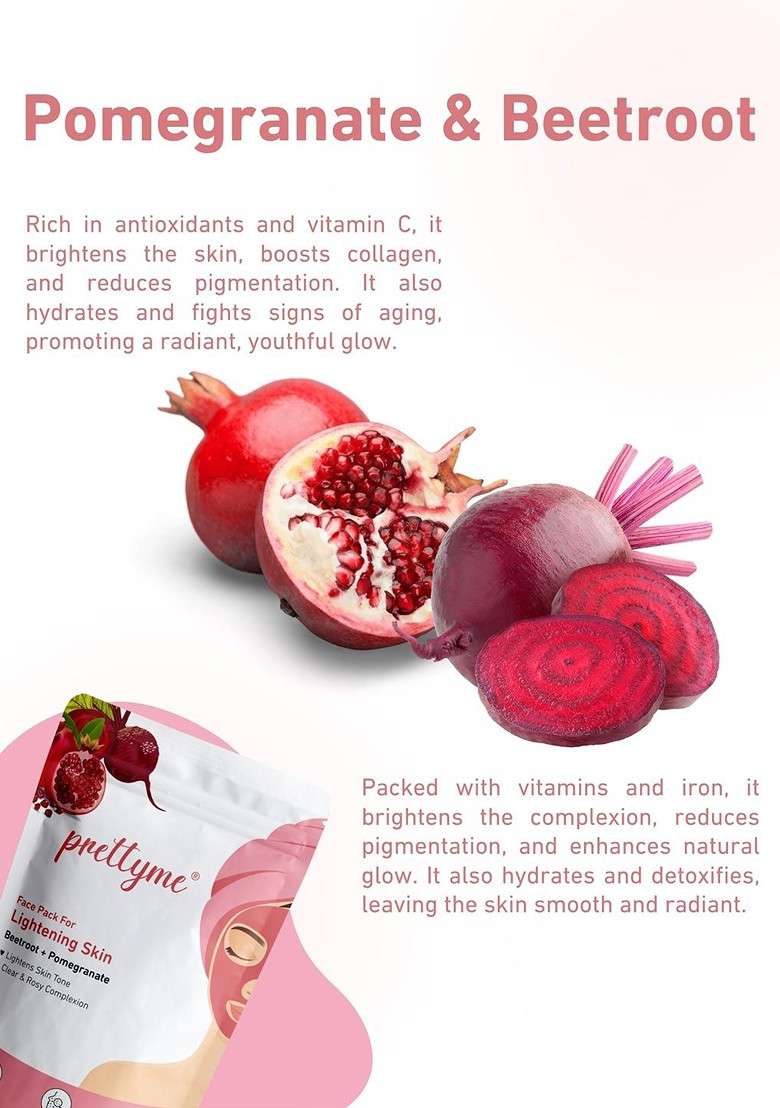 Prettyme Set Of 2 Coffee Turmeric Pomegranate Beetroot Powder Face Pack 80 G Each - Indya