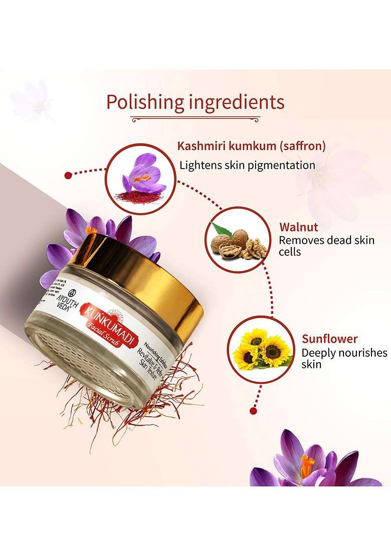 Ayouthveda Cleansing Kunkumadi Face Scrub For Radiant Spot Free Skin 50Gm - Indya