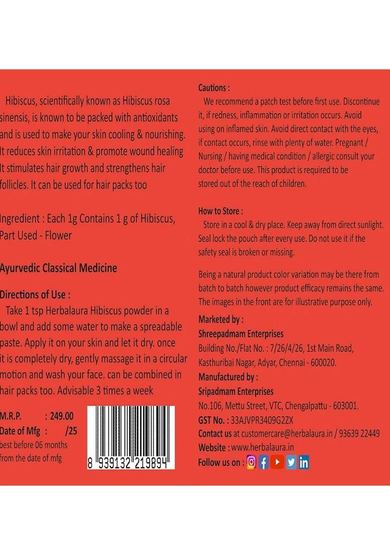 Herbalaura Hibiscus Powder Face Pack For Skin Hair 80 G