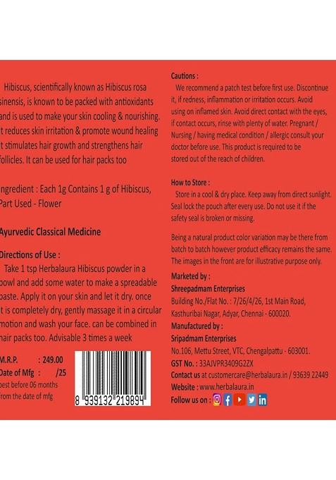 Herbalaura Hibiscus Powder Face Pack For Skin Hair 80 G