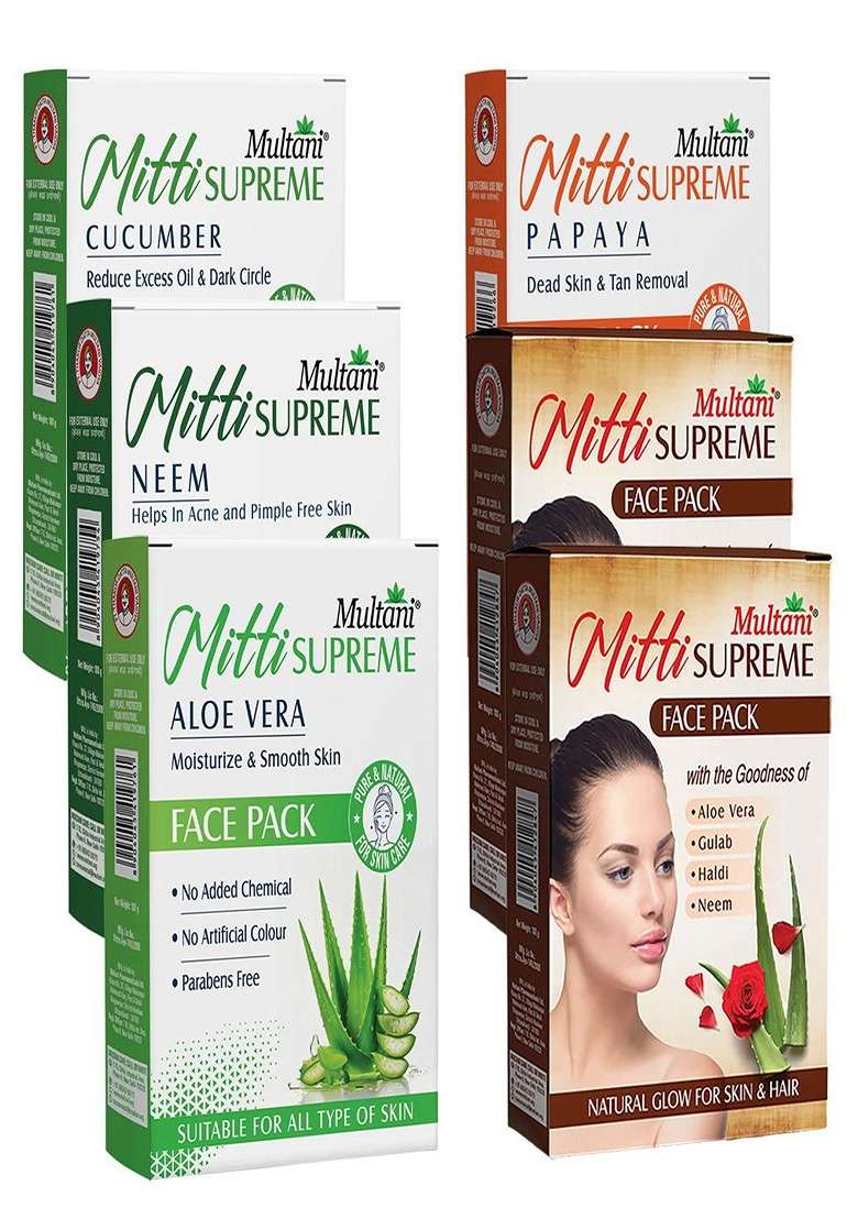 Multani Pack Of 6 Face Packs 100Gm Each - Indya