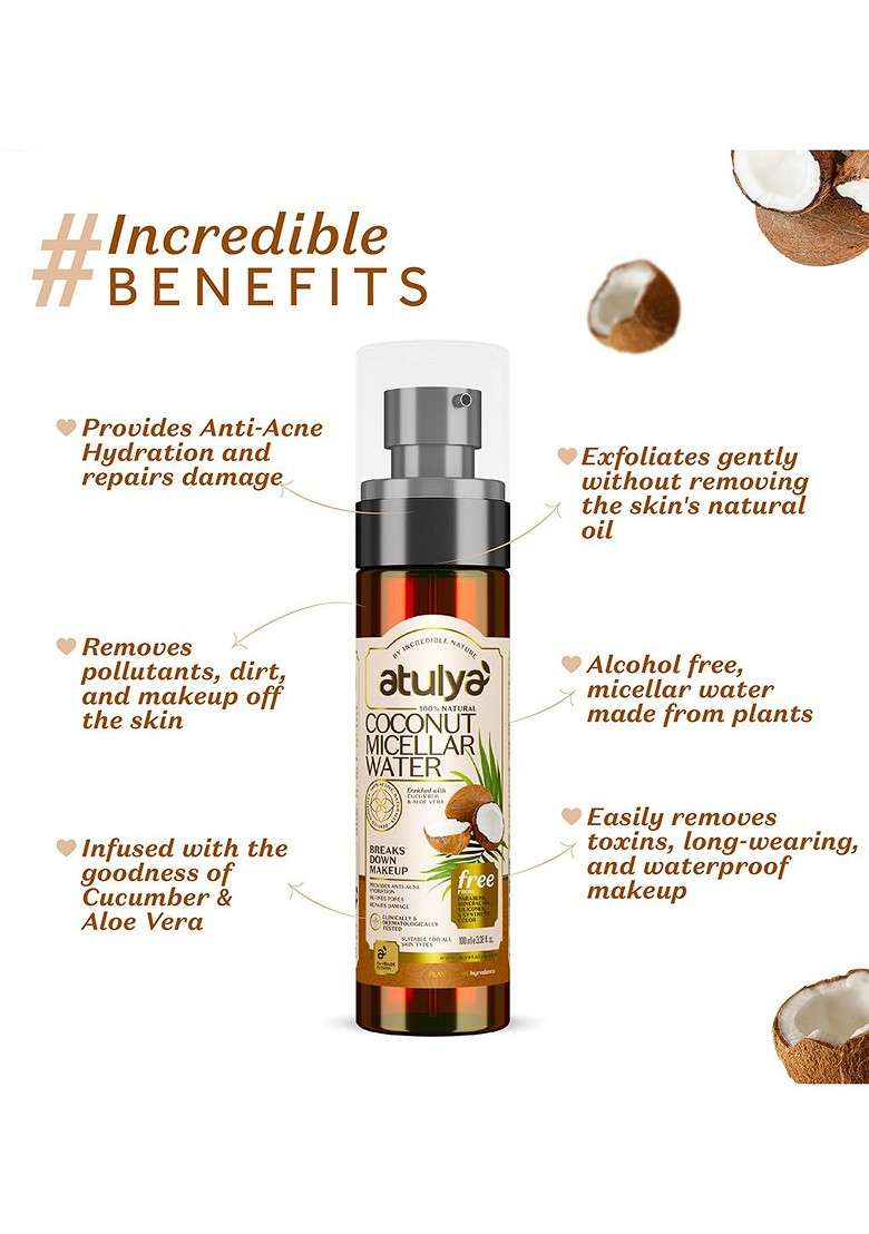 Atulya Natural Coconut Micellar Water Remove Dirt Impurities 100Ml - Indya