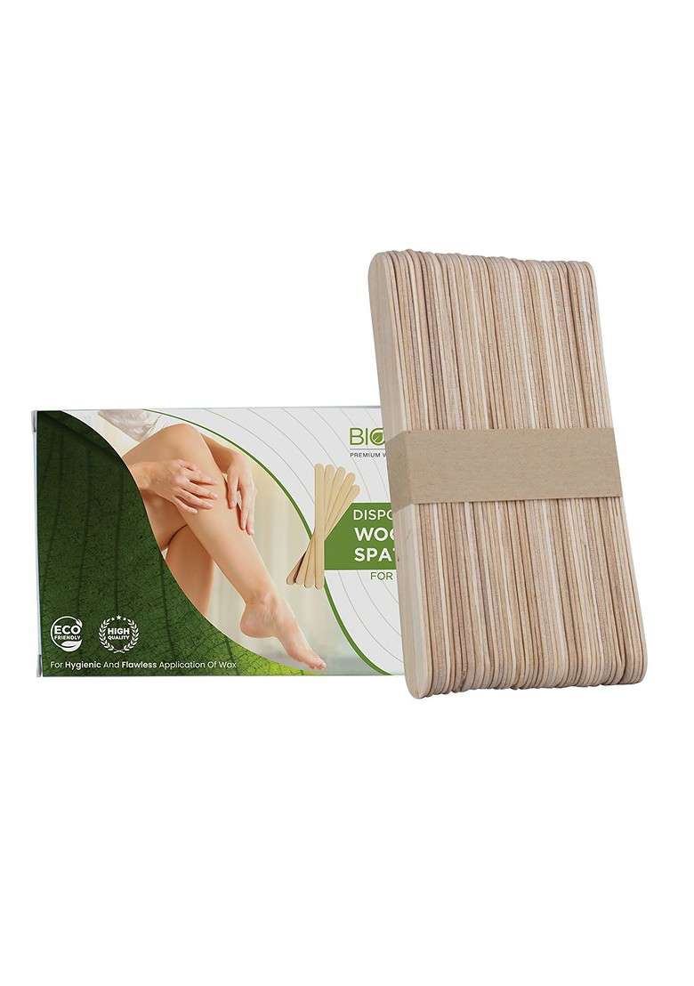 Biosoft 100 Pcs Disposable Wooden Spatula For Waxing - Indya
