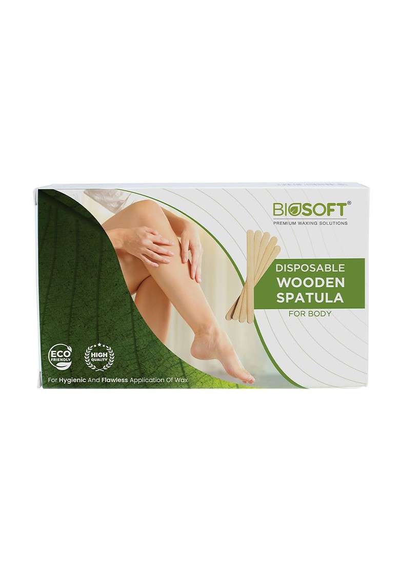 Biosoft 100 Pcs Disposable Wooden Spatula For Waxing - Indya