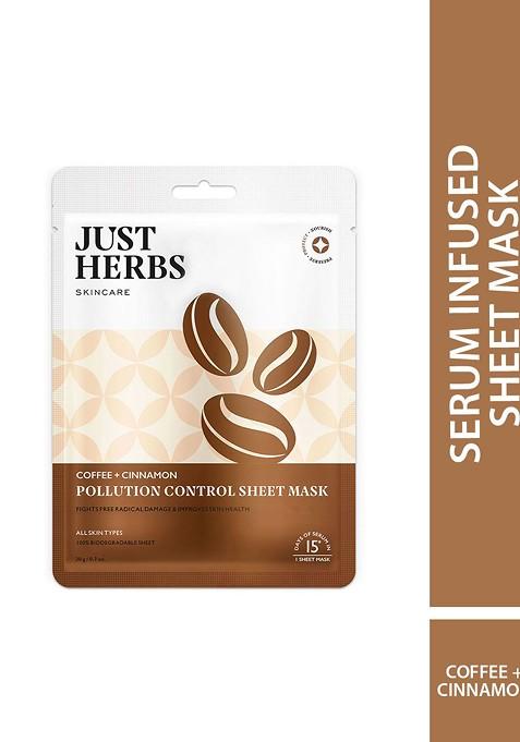 Just Herbs Coffee Cinnamon Pollution Control Sheet Mask 20G