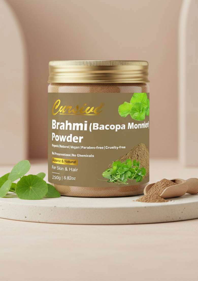 Cursive 100 Natural Organic Brahmi Powder For Hair Skin 250 G - Indya
