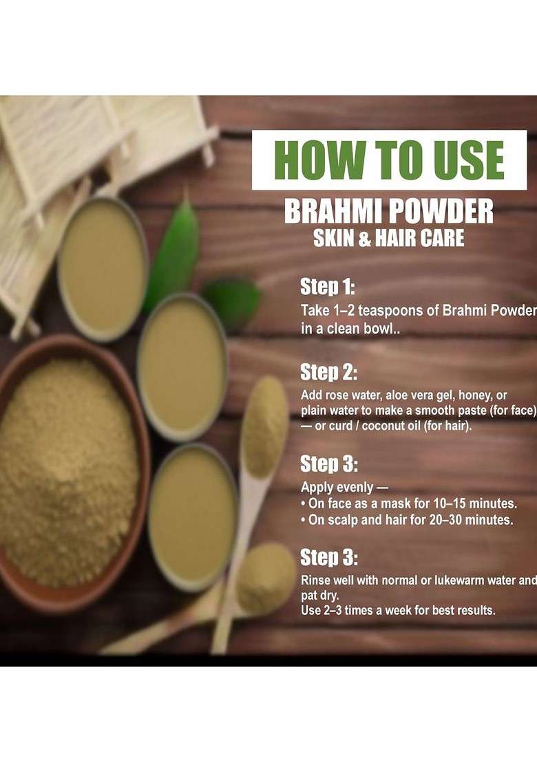 Cursive 100 Natural Organic Brahmi Powder For Hair Skin 250 G - Indya