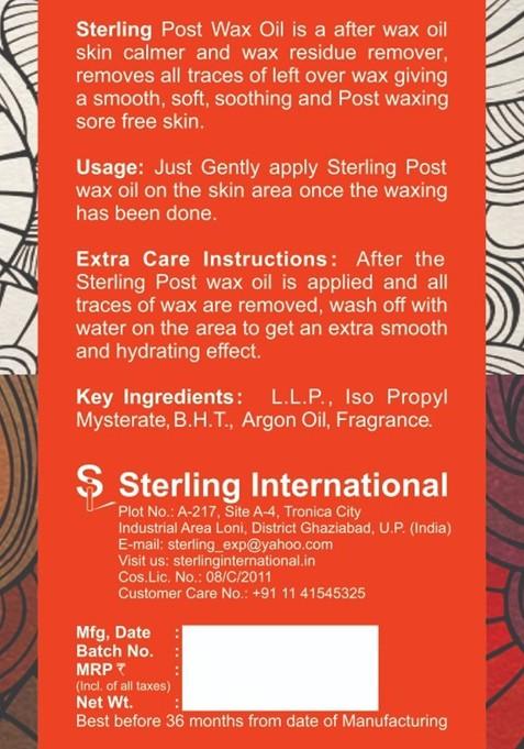 Sterling Naturals Post Wax Nourishing Oil For Calms Redness And Irritation 100 Ml