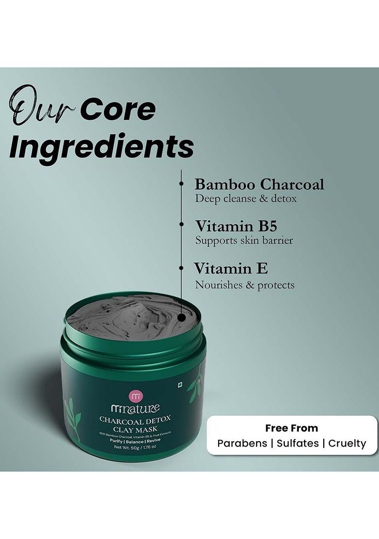 Minature Charcoal Detox Ready To Use Clay Mask For Deep Cleansing 50 G