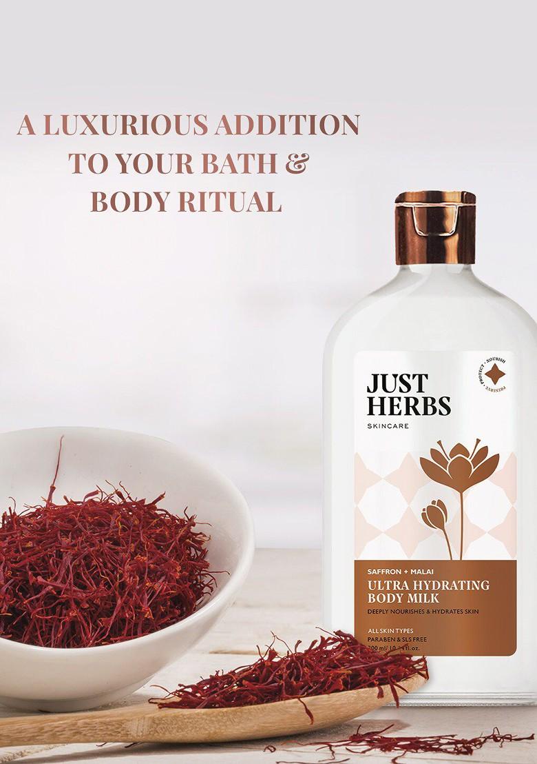 Just Herbs Skincare Ultra Hydrating Body Milk Lotion With Saffron Malai 300 Ml