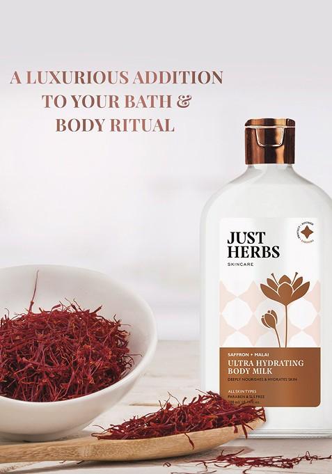 Just Herbs Skincare Ultra Hydrating Body Milk Lotion With Saffron Malai 300 Ml