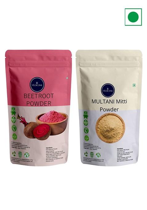 Vedicine Set Of 2 Face Pack 100 G Each Beetroot Multani Mitti