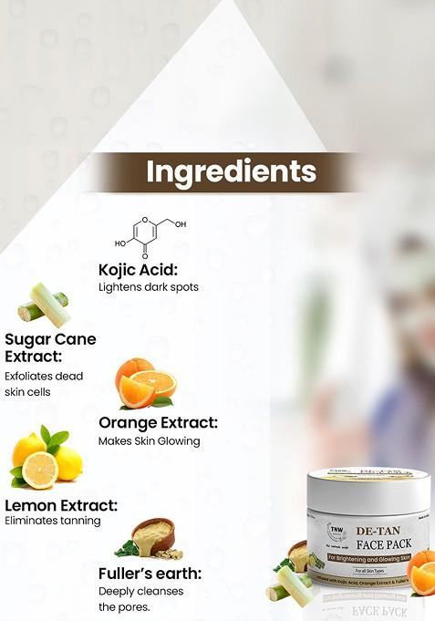 Tnw The Natural Wash De Tan Face Pack For Brightening Glowing Skin 50 G