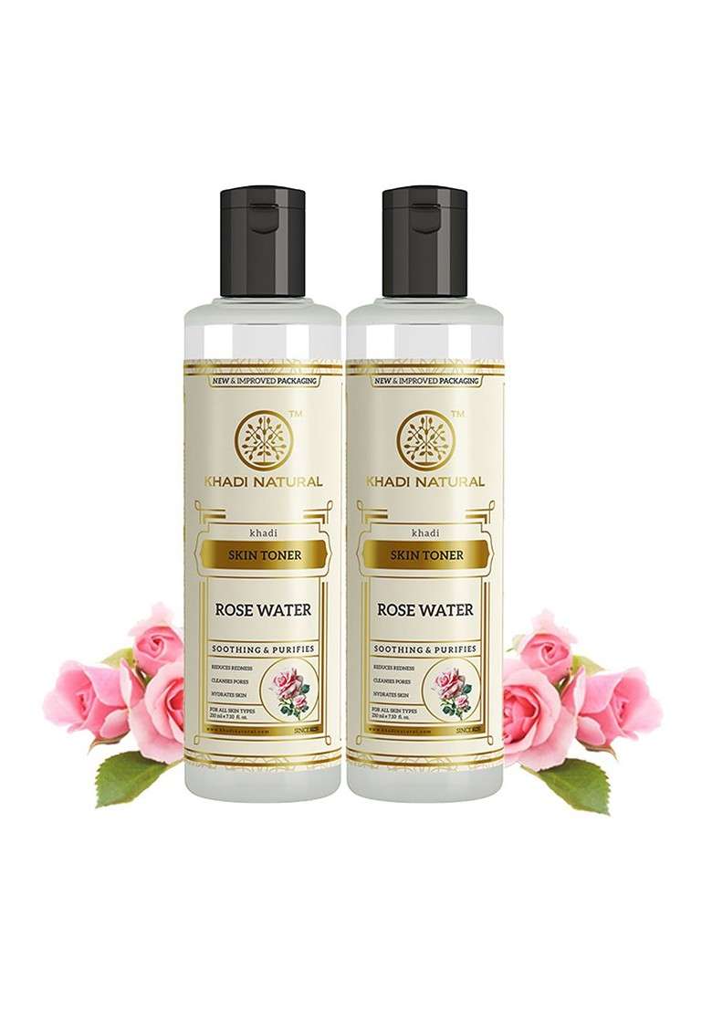 Khadi Natural Set Of 2 Rose Water Skin Toner For Enhances Glow 210Ml Each - Indya