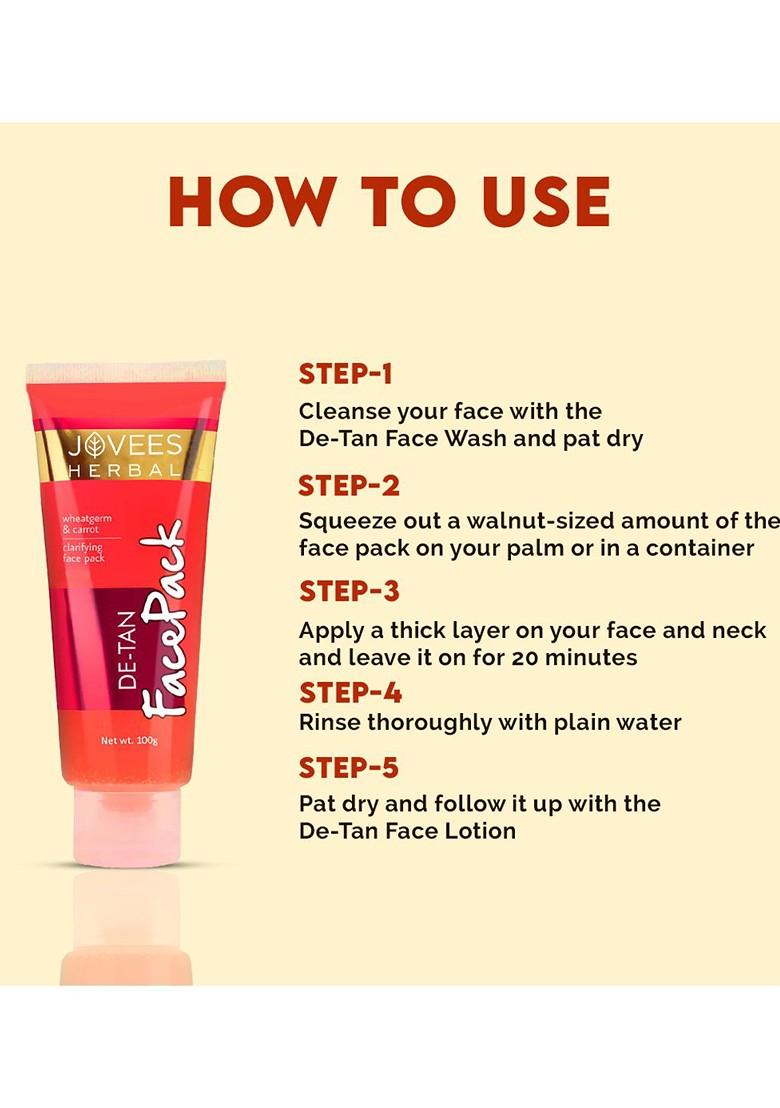 Jovees De Tan Face Pack For Removal Skin Revitalization Bright Glowing 100 G