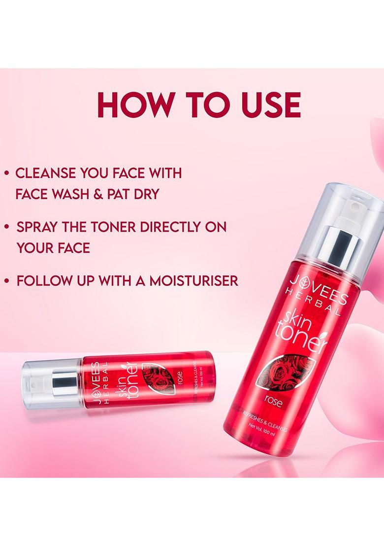 Jovees Rose Skin Toner For Youthful To Tighten Pores Healthy Glow 100 Ml