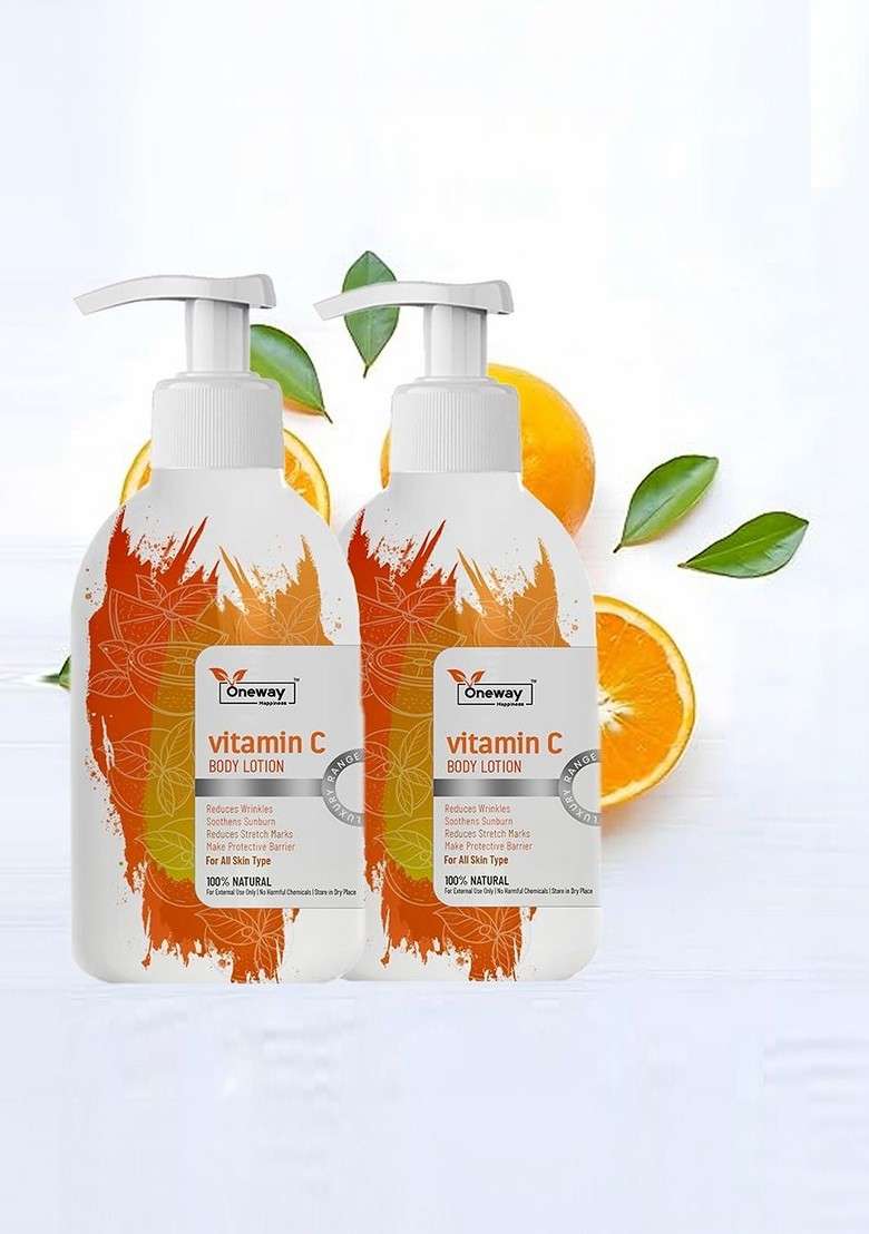 Oneway Happiness Set Of 2 Vitamin C Body Lotion With Aloe Vera 300 Ml Each - Indya