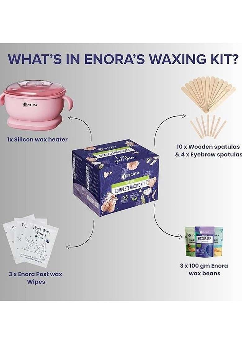 Enora Set Of 3 Brazilian Face Wax 100 G Each With Heater Spatula - Indya