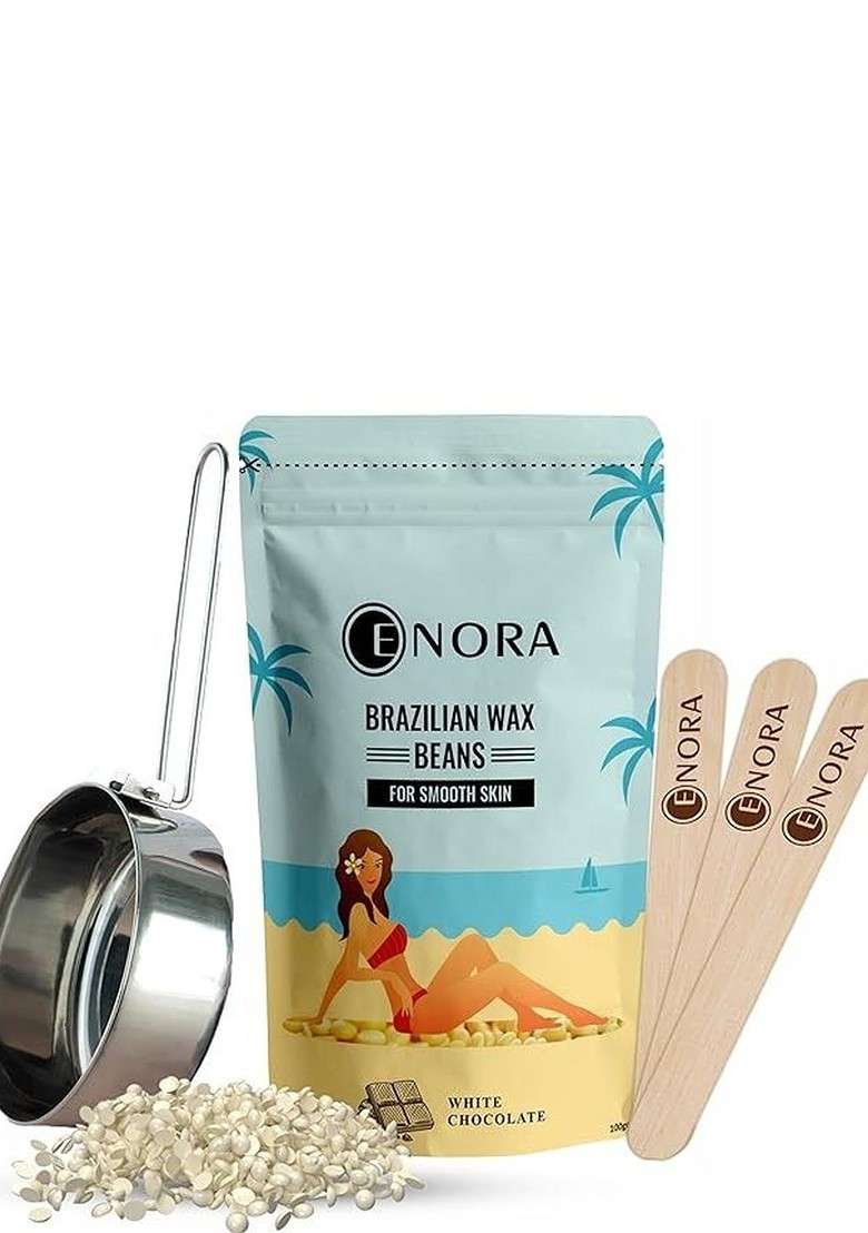 Enora White Chocolate Brazilian Face Wax Beans 100 G With Pan Spatula - Indya