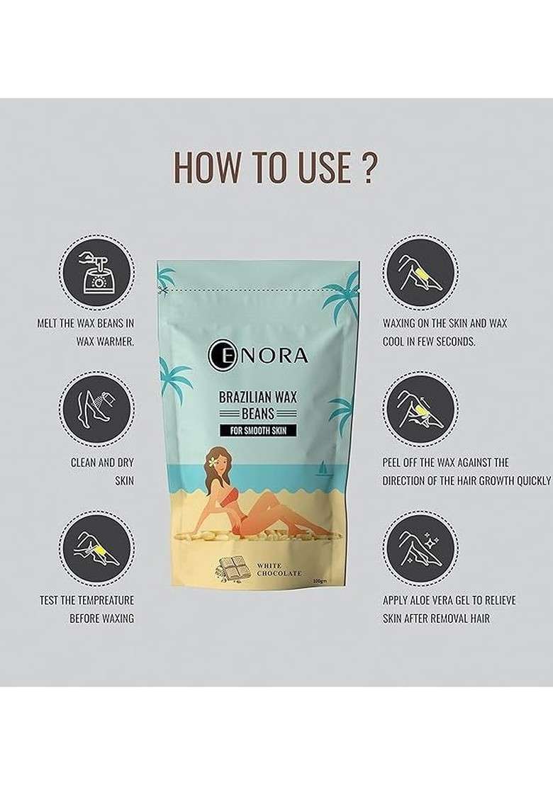 Enora White Chocolate Brazilian Face Wax Beans 100 G With Pan Spatula - Indya