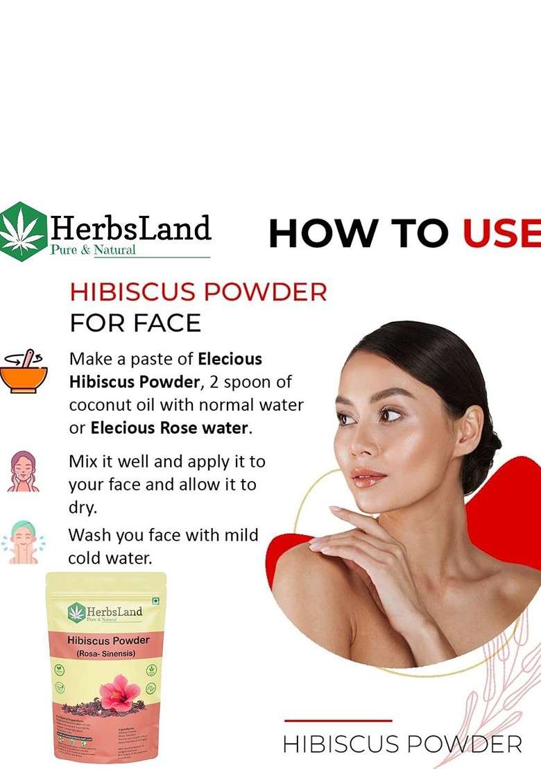 Herbsland Hibiscus Powder For Hair Skin 200 G - Indya