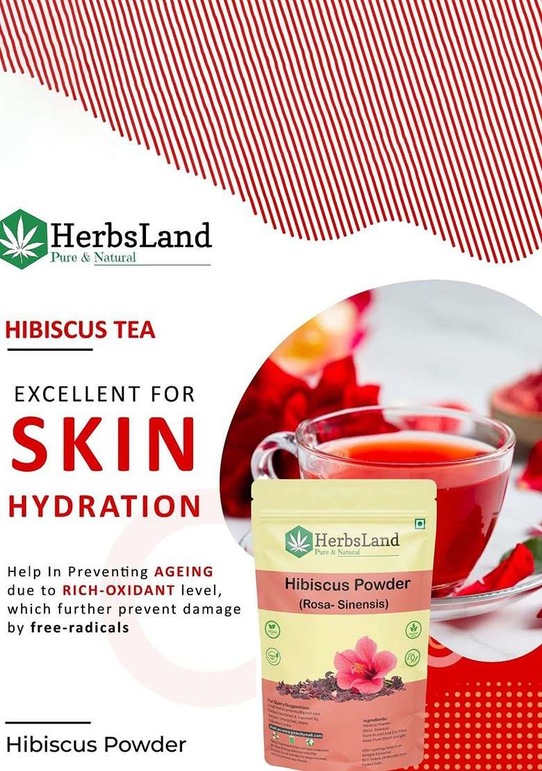 Herbsland Hibiscus Powder For Hair Skin 200 G - Indya