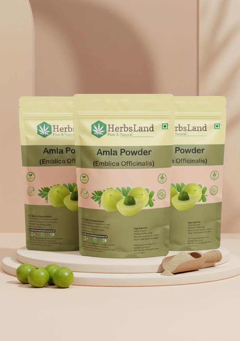 Herbsland Set Of 3 Amla Powder For Hair Skin 100 G Each