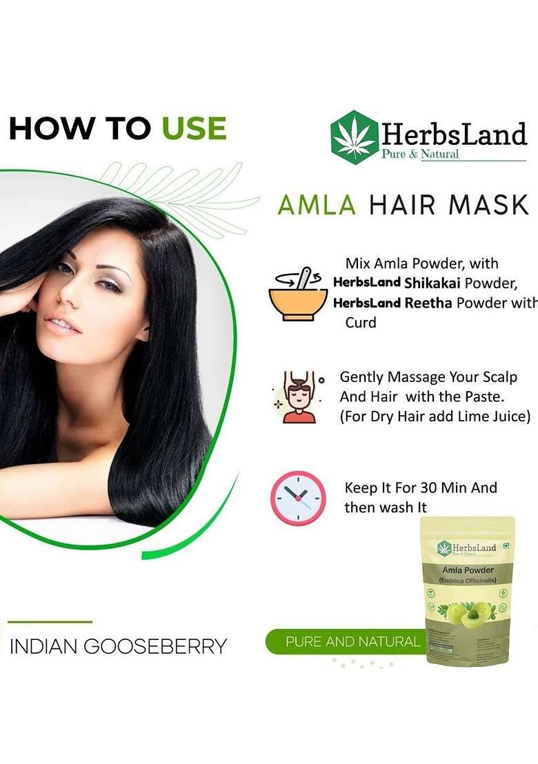Herbsland Amla Powder For Hair Skin 200 G - Indya