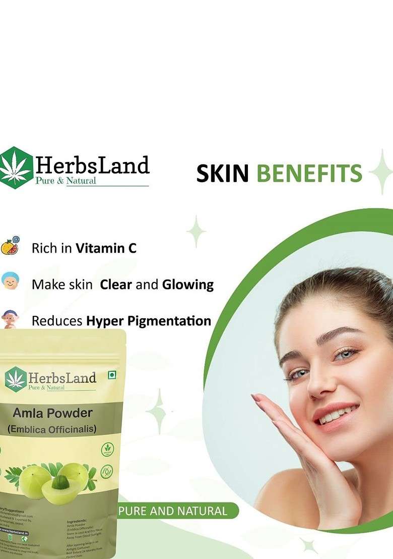 Herbsland Amla Powder For Hair Skin 200 G - Indya