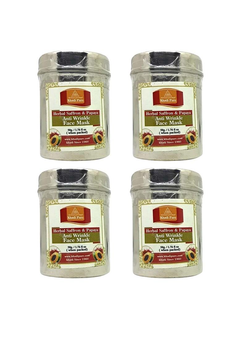 Khadi Pure Set Of 4 Herbal Saffron Papaya Anti Wrinkle Face Pack 50 G Each