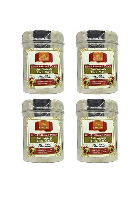 Khadi Pure Set Of 4 Herbal Saffron Papaya Anti Wrinkle Face Pack 50 G Each