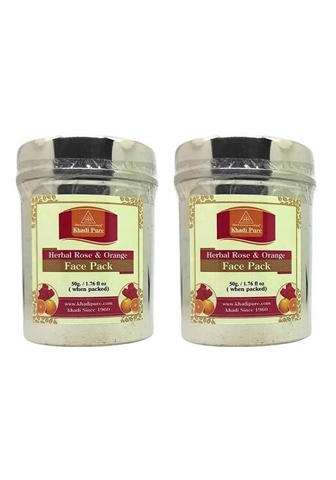 Khadi Pure Set Of 2 Herbal Rose Orange Face Pack For Skin Nourishment 50 G Each