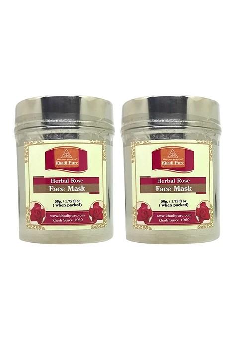 Khadi Pure Set Of 2 Herbal Rose Face Mask For Skin Nourishment 50 G Each