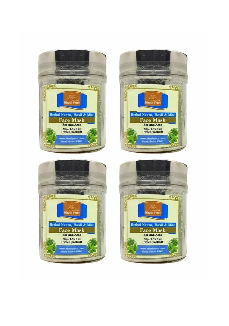 Khadi Pure Set Of 4 Herbal Neem Basil Mint Face Mask For Acne 50 G Each